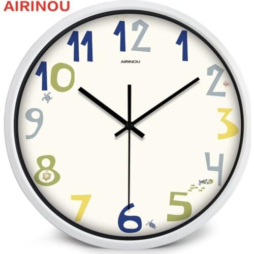 Airinou Cartoon Tortoise And Fish Brief Number Design Glass And Metal Wall Clock Hotel And Theme Park