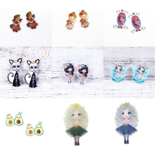Cartoon Fairy Cat Glitter Acrylic Flatback Planar Resin DIY Sew Bow-knot Hairpin Handmade Crafts Jewelry Accessory ,5Yc19474