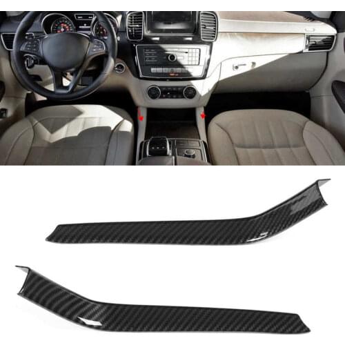 2pcs Carbon Fiber Style Car Water Cup Holder Trim Stripe Fits for Mercedes Benz GLE GLS ML GL W166 X166 13-19