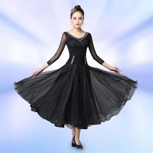 Ballroom Dance Dresses Woman waltz costume for Dancing Long Sleeve Dress Standard Dance Competition Tango Practice workout