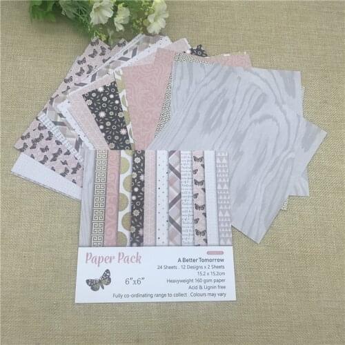 24 sheet 6"X6" Butterfly the flower patterned paper Scrapbooking paper pack handmade craft paper craft Background pad