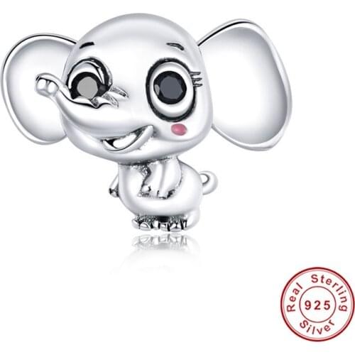 DECORAL Original silver s925 cute elephant charm beads fit Pan brand bracelet women DIY 925 sterling silver jewelry making