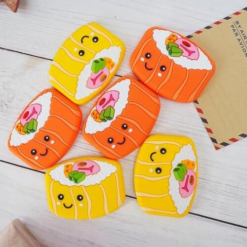 Chenkai 10PCS Silicone Sushi Teether Cartoon Bear Teething Food Grade For DIY Chewing Nursing Pacifier Chain Accessories