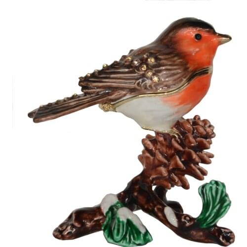 Chickadee on Pine Cone Trinket Box Bird Figurine Decoration Jewelry Box Christmas Collectible Gifts Birthday gift