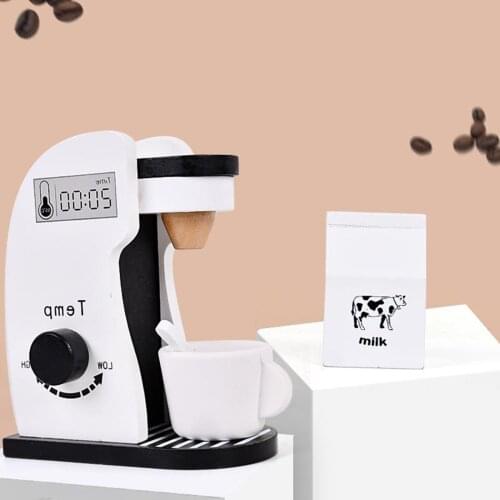 Wooden Simulation Coffee Maker Toy Pretend Playet Kitchen Cooking Coffee Making Machine Set Children Educational Toys