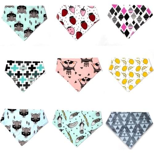 Baby Bibs for Boy Girl Bandana Bib Burp Cloth Print Animal Triangle Cotton Baby Scarf Meal Collar Burp Baby Accessories