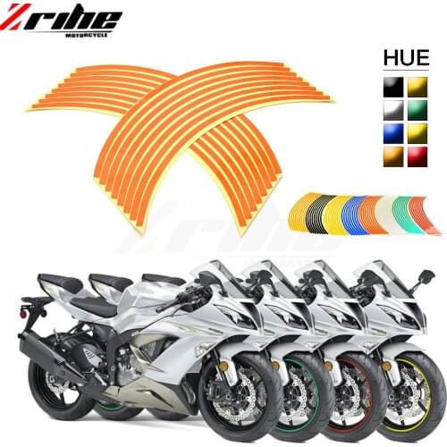 FOR New 16pcs Strips Wheel Stickers Decals 18inch Reflective Rim Tape Bike Motorcycle 7 colors Car Tapes Styling DXY88 for
