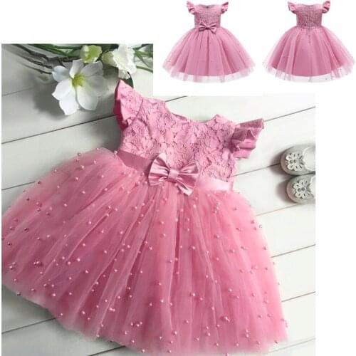 Summer Baby Girls Lace Bow Dress 1-5 Years Girl Flower Wedding Birthday Party Tutu Gown Princess Dresses Toddler Kids Clothes