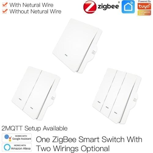 Smart Wall Switch Tuya ZigBee Smart Wireless Key Light Zero Line Fire Wire With /NO Neutral Switchs With Alexa Google 2mqtt
