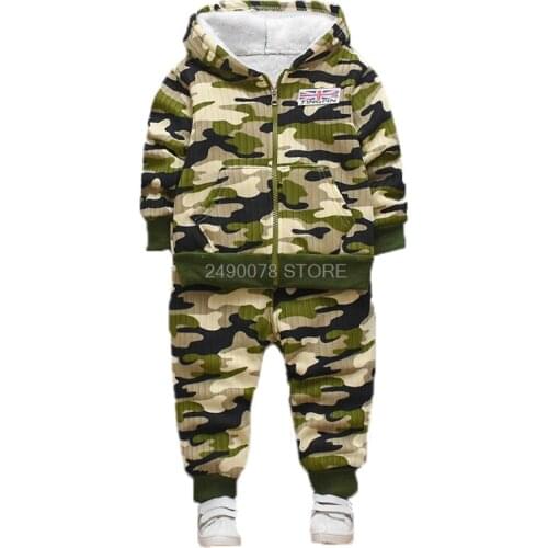 Baby Boys Girls Autumn Winter Warm Plus velvet Hoody Jacket +Pants 2Pcs Clothing Set Newborn Kids Children Sport Tracksuit