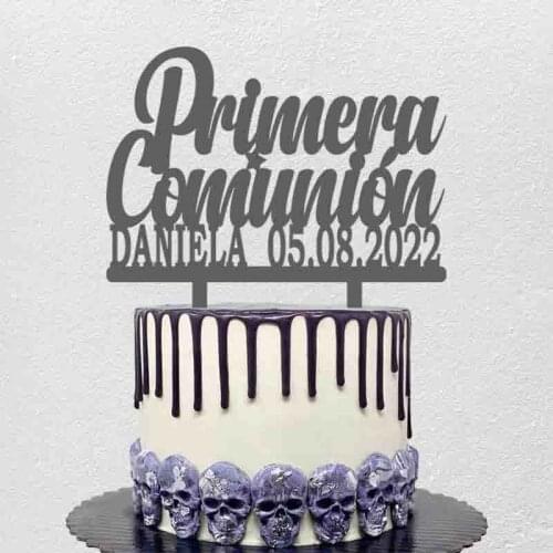 Personalized Name Date Spanish Primera Comunión Cake Topper For Kids Comunión Party Cake Decoration Topper