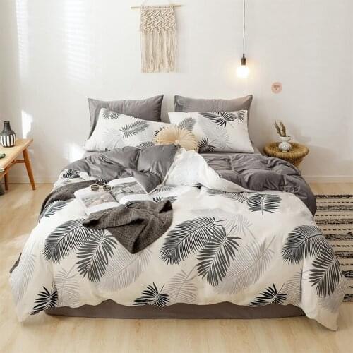 Luxury Bedding Set Flannel Lattice Cloud Leaves Wave Duvet Cover Set Bed Cotton Valentine Cute Bed Sheet Kids Bedding