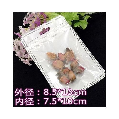 Retail 8.5*13cm 400Pcs/ Lot 3.34"x5.11" White / Clear Self Seal Zipper Plastic Packing Bags With Hang Hole Zip Lock Package Bags