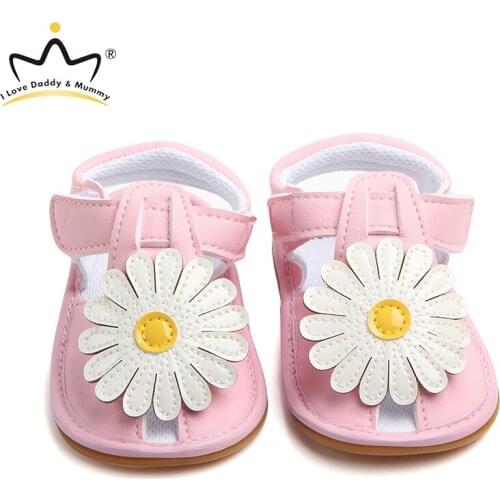 Cute Flower Baby Girl Sandals Summer Soft PU Leather Anti Slip Baby Sandals Rubber Sole Princess Toddler Baby Shoes