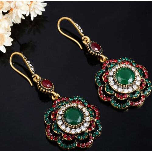 Joyme Drop Earrings Ethnic Long Clip Crystal Vintage Party Cuff Wedding Bohemian Earrings For Women Collier Femme Oorbellen