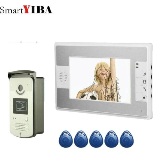 SmartYIBA 7'' Color Video Intercom Visual Speakerphone RFID Unlock Camera IR Night Doorphone Doorbell Kits