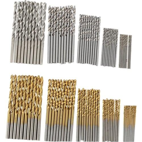 100 Pcs/Set Titanium Coated Twist Drill Bit High Speed Steel Hole Opener Woodworking Metal Plastic Tools Electric Drill Retail