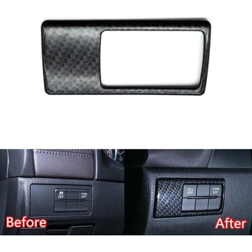 YAQUICKA For Mazda 6 Atenza 2017 2018 Carbon Fiber Style Car Interior Front Light Lamp Switch Frame Trim Styling Sticker ABS