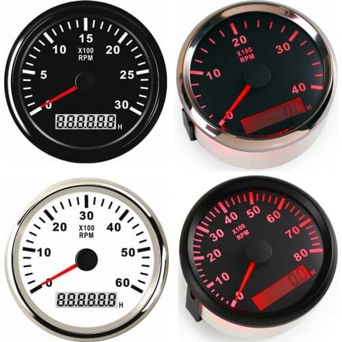 1pc 0-3000RPM 4000RPM 6000RPM 8000RPM Auto Tachometers 85mm Rev Counters Vehicles Device with Hour Meters Red and Blue Backlight