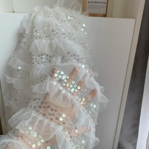 Sequined Embroidered Fabric Wedding Dress Decoration Classic Cheongsam High-grade Fabric Manual DIY Accessories African lace