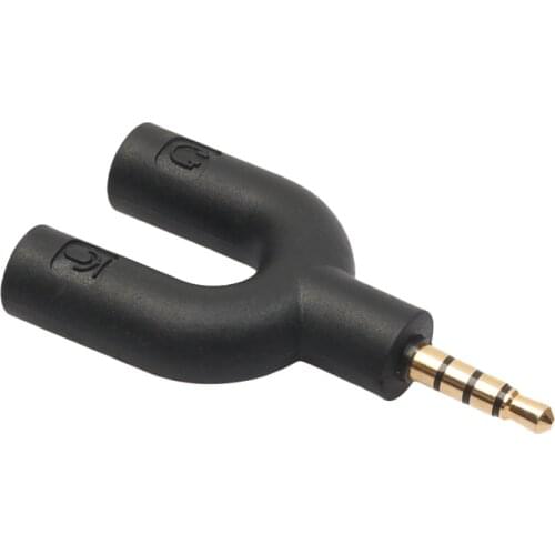 U Type Adapter Dual 3.5 MM Headphone Plug Audio Cables Splitter Microphone 2 in 1 Swivel Connector for Android iPhone