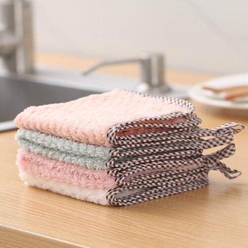 Thickened cleaning cloth Coral velvet wipes can be hung kitchen cleaning towels do not lose hair absorbent rag wash cloth