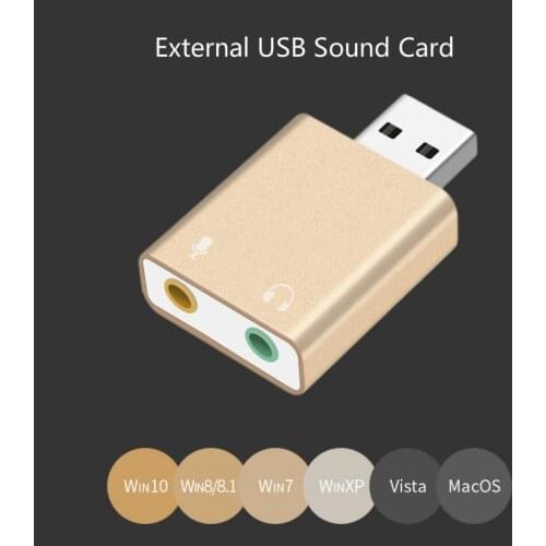 Aluminum Alloy External USB Audio Adapter Sound Card with 3.5mm Stereo Headphone and Mono Microphone Jack Audio Sound Card