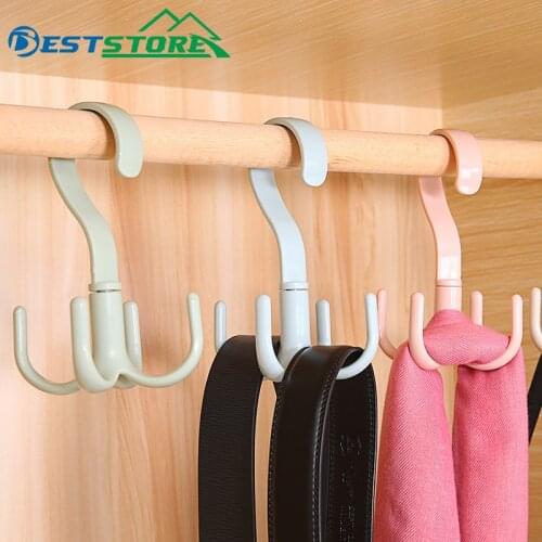 Rotating Hook Clothes Dryer Bag Silk Scarves Around Four Claw Multi-functional Plastic Belt Hook Receives The Rack