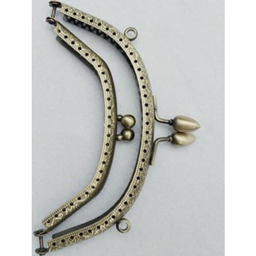 10pcs 14cm Metal Purse Frame Handle for Clutch Bag Handbag Accessories Making Kiss Clasp Lock Antique Bronze Bags Hardware
