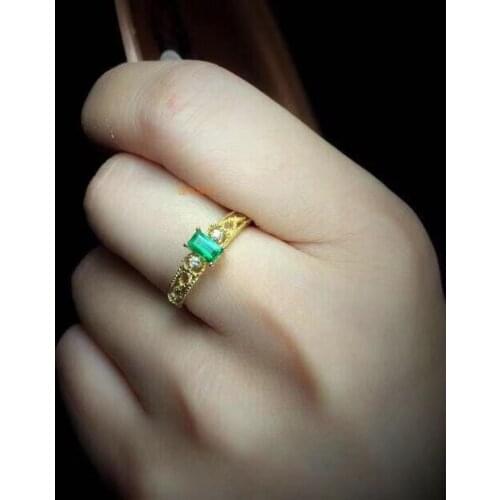 Natural Emerald Rings For Women Sterling Silver Color 925 Jewelry Ring Wedding Engagement Party Gemstone Fine Jewelry Gift