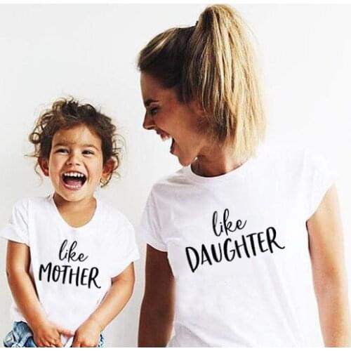 1pcs Like Mother Like Daughter Funny Mom and Daughter Shirtt Mommy and Me Outfits Sassy Shirt for Girls Matching Family Look