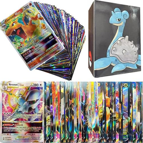 100pcs Pokemon V VMAX Cards Display English Version Pokémon Shining Cards Playing Game Collection Booster Box Kids Toy
