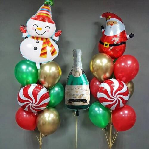 25pcs/set Large Santa Claus Balloons Christmas Snowman Ballons Indoor Navidad Party Decors Lollipop Red Green Helium Balls Globo