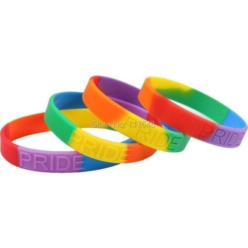 30pcs Gay Pride Rainbow wristband silicone bracelets free shipping by ePacket A