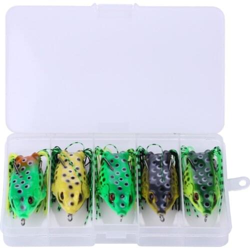 5pcs/box Frog Fishing Lure Set Rubber Soft Bait Fishing Lures with Hook snakehead Fishing Tackle