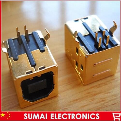 5pcs high quality 3u gold plating USB 2.0 data port connector USB B type female socket jack connector