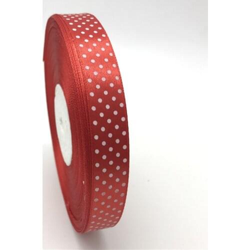 5Yards 3/4" 20mm Red Printing Polka Dot Satin Ribbon Hair Bow Christmas Wedding Decoration DIY Sewing Craft