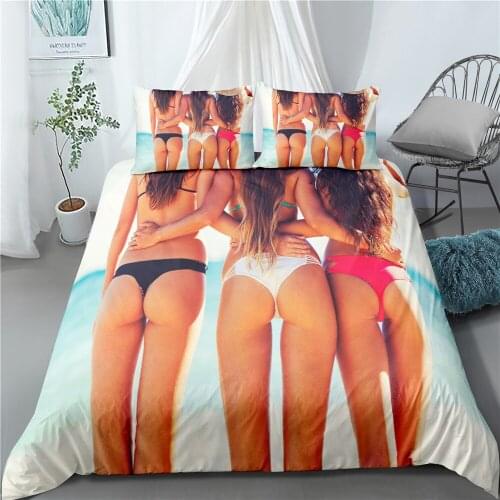 Bikini beauty pattern 3D bedding set printing duvet cover and pillowcase microfiber bed cover adult home textile