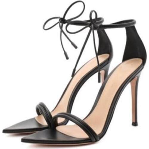 2021 Fashion Black Lace Up Women Sandals Ankle Cross Strap High Heels Sandals Summer Shoes Woman Sandalias Ladies Shoe