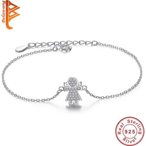 Factory Price Luxury 925 Sterling Silver Little Girl Crystal Bracelet for Women Chain Link Adjustable Bracelet Party Jewelry
