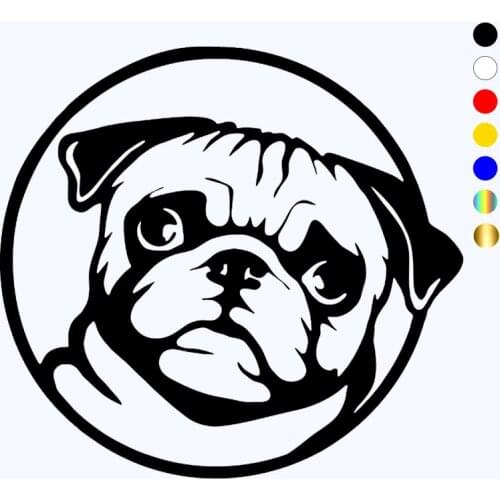 CK2694#15*14cm Pug funny car sticker vinyl decal silver/black car auto stickers for car bumper window car decorations