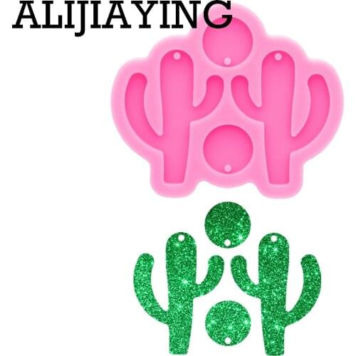 DY0729 Glossy Cactus Earrings Silicone Mold Circle Resin Pendant Mould for Epoxy Jewelry Making DIY Crafts
