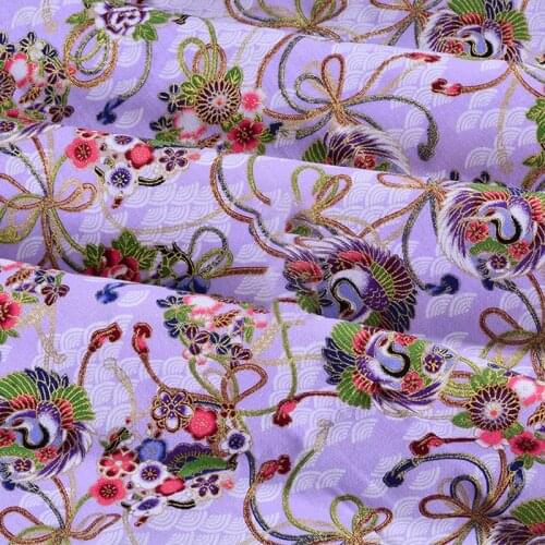 Purple, Navy Blue Cotton Bronzing Fabric, Precut Sewing Fabric Patchworks Quilting DIY Japanese Fabric