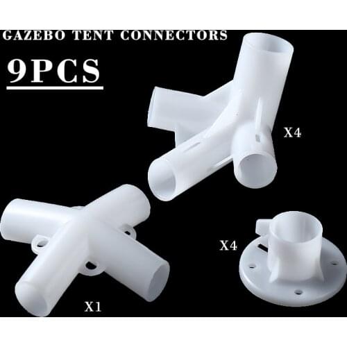 9pcs High Quality Fixed Fittings For Gazebo Awning Tent Feet Corner Center Connectors 25/19mm Outdoor Spare Parts