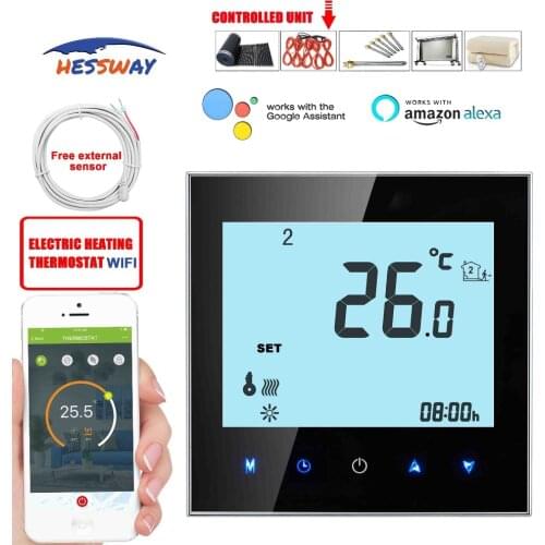 HESSWAY TUYA APP IVR temperature controller room heating thermostat WIFI Dual sensor for Works with Alexa Google home