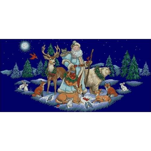 Cotton threads Free delivery lovely counted cross stitch kit Woodland Santa Tree Christmas Reindeer Dim 08742