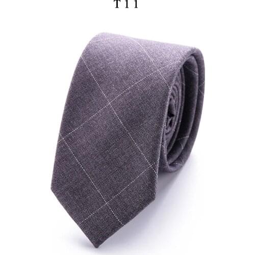 RBOCOTT Cotton Tie 6cm Slim Tie Red Plaid Skinny Tie Blue Gray Mens Striped Solid Necktie For Wedding Business Accessories