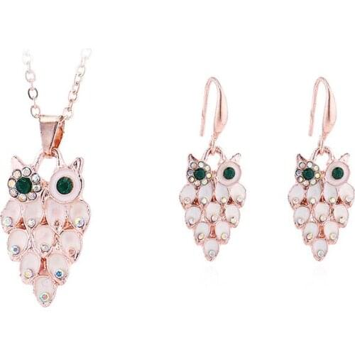 Vintage Owl Pendants Necklace Earrings Jewelry Sets For Women 2021 Hot Style Retro Drip Oil Trendy Cute Animal Accessories