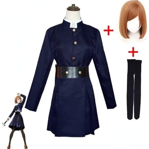 Anime Jujutsu Kaisen Yuji Itadori Full Cosplay Costume Kugisaki Nobara Cosplay Hammer Wig