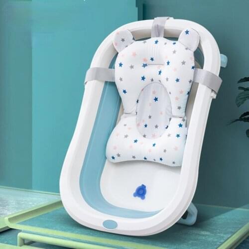 Baby Shower Bath Tub Pad Non-Slip Bathtub Seat Support Mat Newborn Safety Security Bath Support Cushion Foldable Soft Pillow
